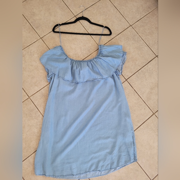 Denim style off the shoulder dress - Picture 1 of 3